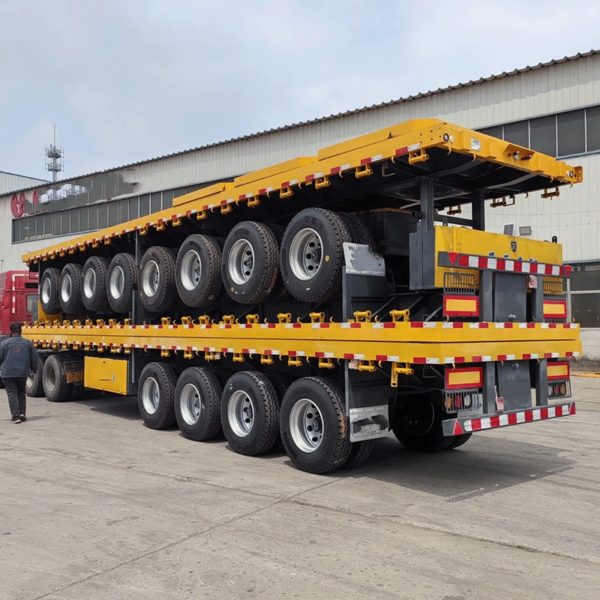 TIANMU-BG004 Shandong Second Hand Flatbed Semi Trailer with Light Flatbed Trailer - Image 2