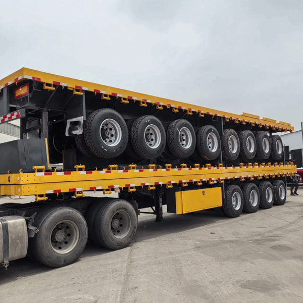 TIANMU-BG004 Shandong Second Hand Flatbed Semi Trailer with Light Flatbed Trailer - Image 4
